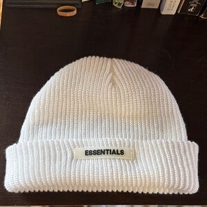 Essentials White Knit Beanie